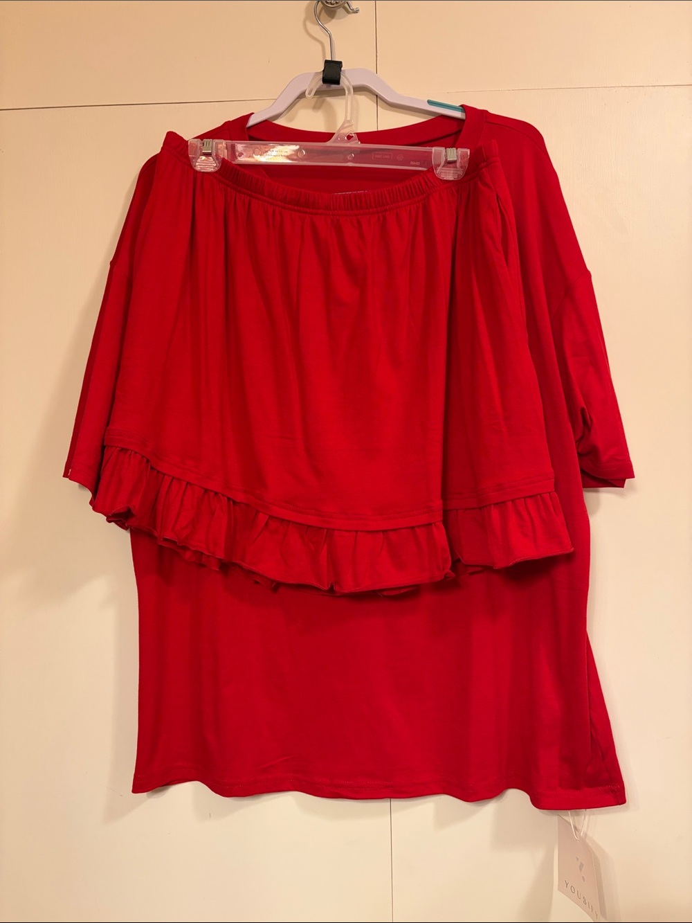 NWT Women’s Red Ruffle Skirt - Unbranded and Matching Top
